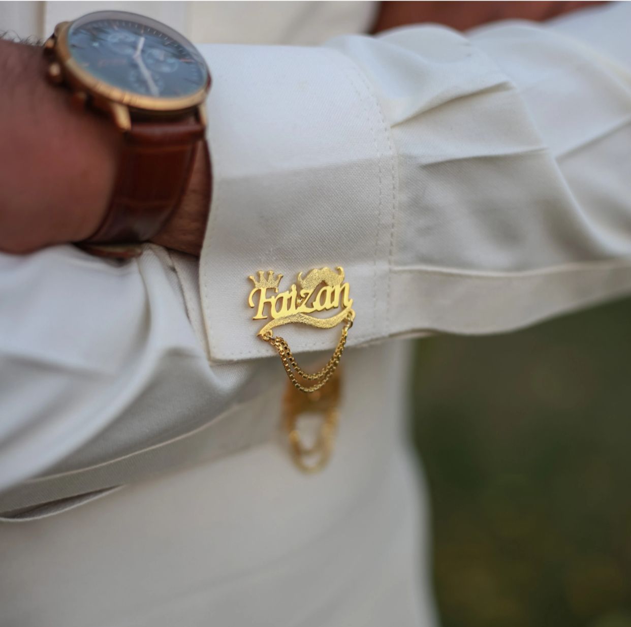 24K Customized Stud Cufflinks Pair